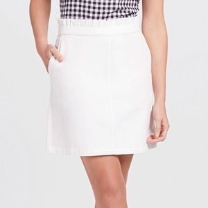 Draper James Ruffle Waist White Denim Skirt